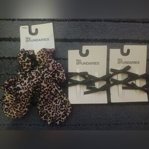 NWT Lot Of 8 Black Bow Clips & 1 Animal Print Bow Scrunchie